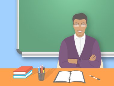 Okul öğretmen adam Resepsiyon düz eğitim illüstrasyon