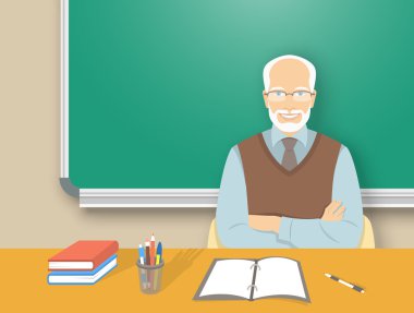 Okul öğretmen adam Resepsiyon düz eğitim illüstrasyon