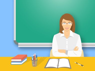 Okul öğretmen kadın Danışma düz eğitim illüstrasyon