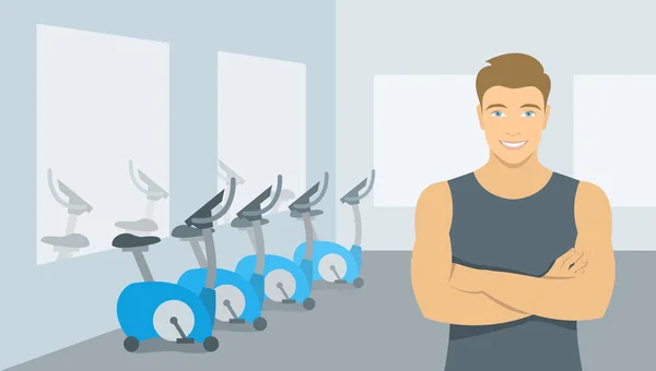 Persoonlijke fitness trainer man in sportschool afbeelding — Stockvector