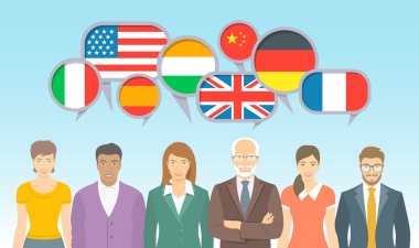 Foreign language school for adults flat illustration