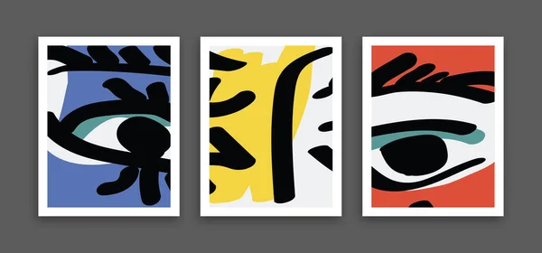 Conjunto Imagen Cara Arte Abstracto Para Decoración Paredes Formato Vectorial — Vector de stock