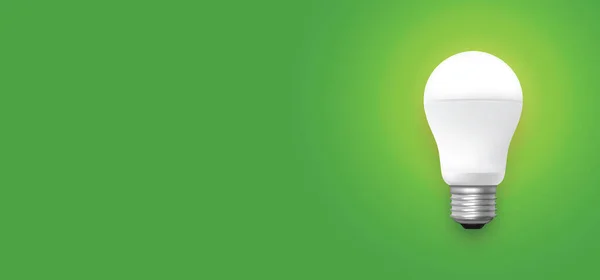 Светодиодная Лампочка Зеленом Фоне Векторном Формате — стоковый вектор