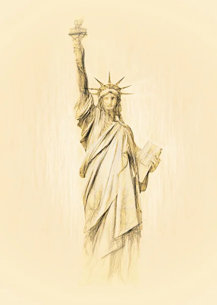 Staty av liberty målade Skiss — Stockfoto