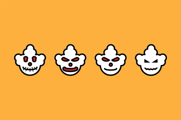 Набор Иконок Clown Filed Outline Векторная Иллюстрация — стоковый вектор