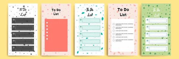 Set Collection Check List Blank Daily Weekly Planner Suitable Print — Stock Vector