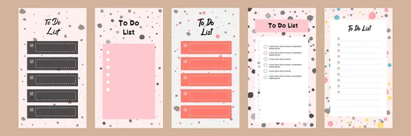 Set Collection Colorful Check List Blank Daily Weekly Planner Suitable — Stock Vector