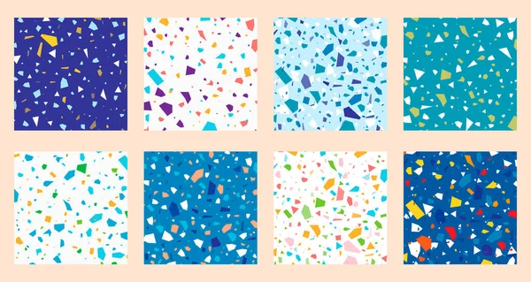 Set Gyűjtemény Színes Velencei Terrazzo Imitáció Zökkenőmentes Töredékek Minta Modern — Stock Vector