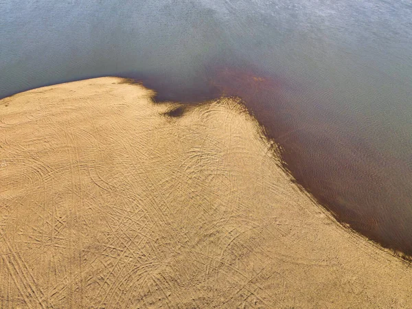 Traces Pneus Voiture Sur Plage — Photo