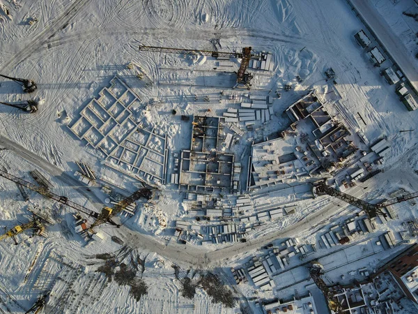 Zimowa Budowa Nowych Domów — Zdjęcie stockowe