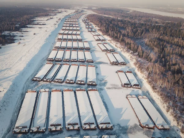 Statki Zasypiają Zimą — Zdjęcie stockowe
