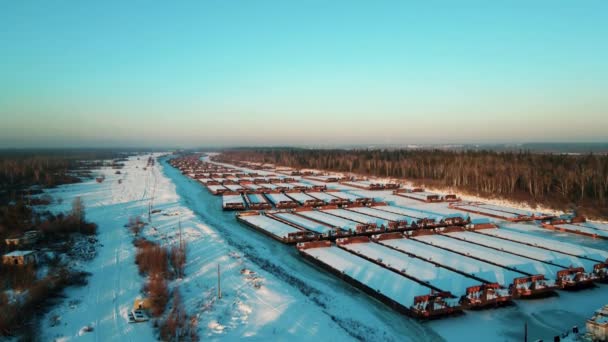 Uszonyok Hajók Téli Parkolása Szibériában — Stock videók