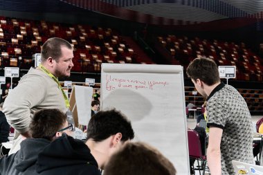 Moskova, Rusya - 27.03.2021: Irina Viner-Usmanova ritmik jimnastik sarayı, Olay Moskova Seyahat Hack 2021                  
