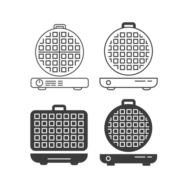 Ensemble d'icônes en gaufre. Ensemble d'icônes vectorielles gaufres en fer sur fond blanc isolé — Image vectorielle