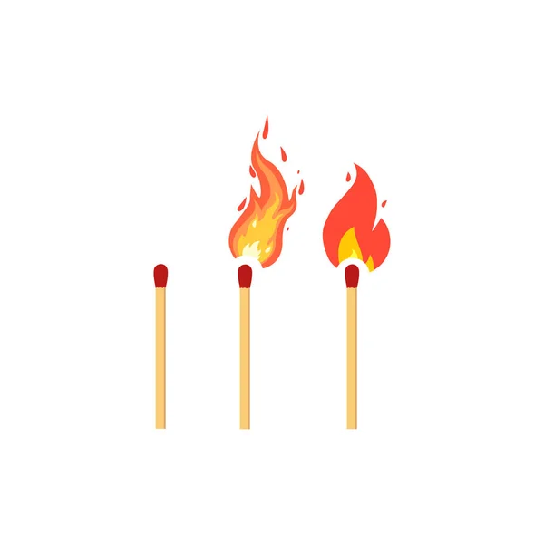 Match Brûle Symbole Danger Objet Inflammable Illustration Vectorielle Isolée Dans — Image vectorielle