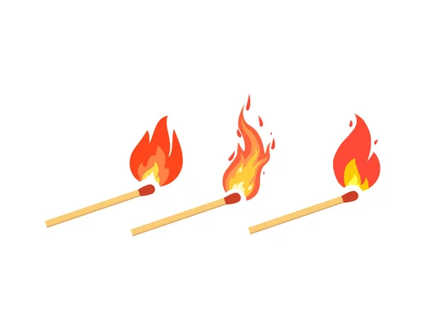 Match Brûle Symbole Danger Objet Inflammable Illustration Vectorielle Isolée Dans — Image vectorielle