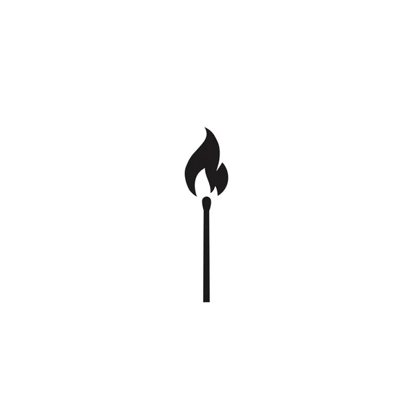 Match Brûle Symbole Danger Objet Inflammable Fond Silhouette Isolé — Image vectorielle