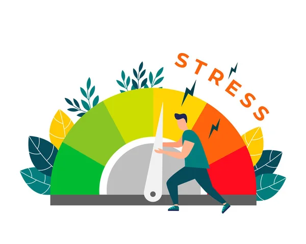 Verlicht stress. Stressniveaus worden verminderd door het concept van probleemoplossing. Moe van frustratie, emotionele overbelasting. Vector illustratie in platte stijl . — Stockvector