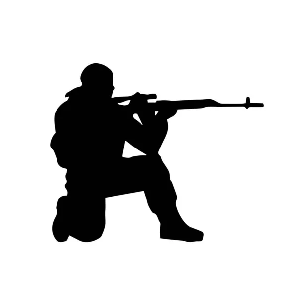 Sylwetki Żołnierzy Żołnierze Specjalnego Przeznaczenia Żołnierze Noszą Strażników Strażnik Granicy — Wektor stockowy