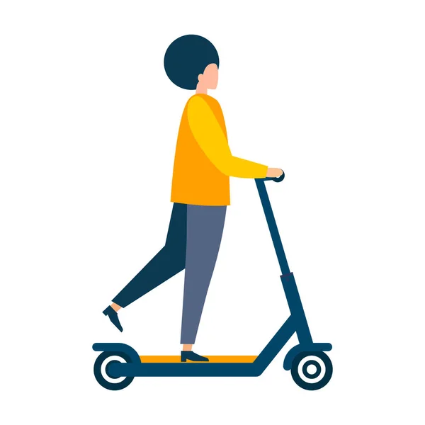 Gente Monta Scooters Ilustración Moderna Vector Plano Aislado Sobre Fondo — Archivo Imágenes Vectoriales