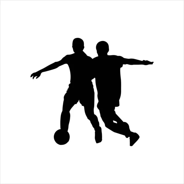 Silhouette Footballeur Avec Ballon Pochoir Noir Athlète Icône Logo Footballeur — Image vectorielle