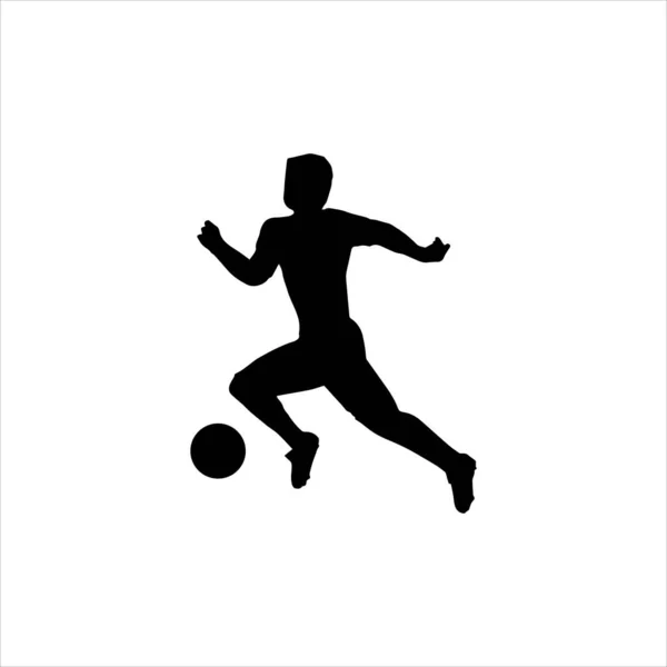 Silhouette Footballeur Avec Ballon Pochoir Noir Athlète Icône Logo Footballeur — Image vectorielle