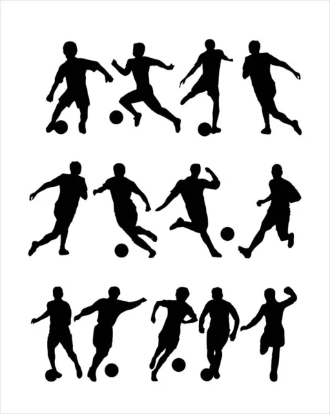 Sylwetka Piłkarza Piłką Czarny Szablon Sportowca Ikona Logo Piłkarza Ilustracja — Wektor stockowy