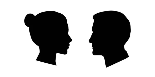 Conjunto de siluetas de cabezas de pueblos. Siluetas vectoriales de mujeres y hombres representados de perfil. Fondo aislado EPS 10. — Archivo Imágenes Vectoriales