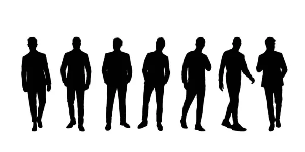 Vector business man silhouetteSet of silhouettes of business people. Vector black silhouettes. Vector stencil isolated background. — Stock Vector