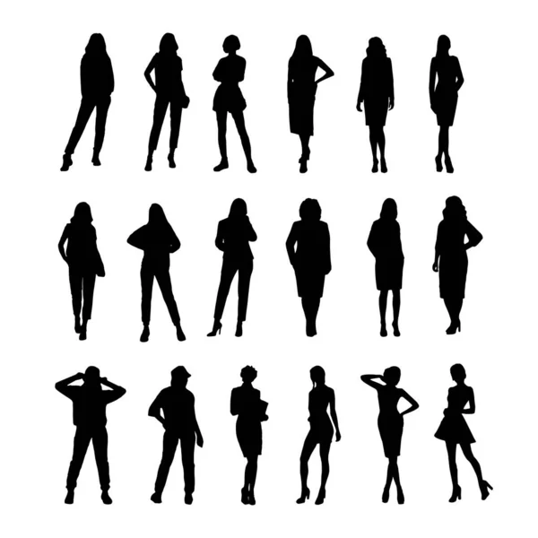 Vector business man silhouetteSet of silhouettes of business people. Vector black silhouettes. Vector stencil isolated background. — Stock Vector