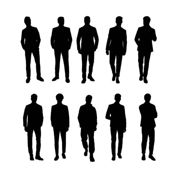 Vecteur homme d'affaires silhouetteEnsemble de silhouettes de gens d'affaires. Silhouettes vectorielles noires. Pochoir vectoriel fond isolé. — Image vectorielle