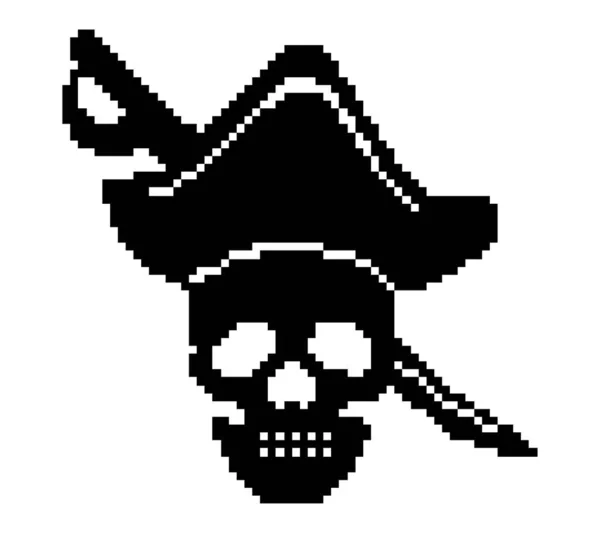 Pirat Pixelkonst Jolly Roger Skull Havsrövare — Stock vektor