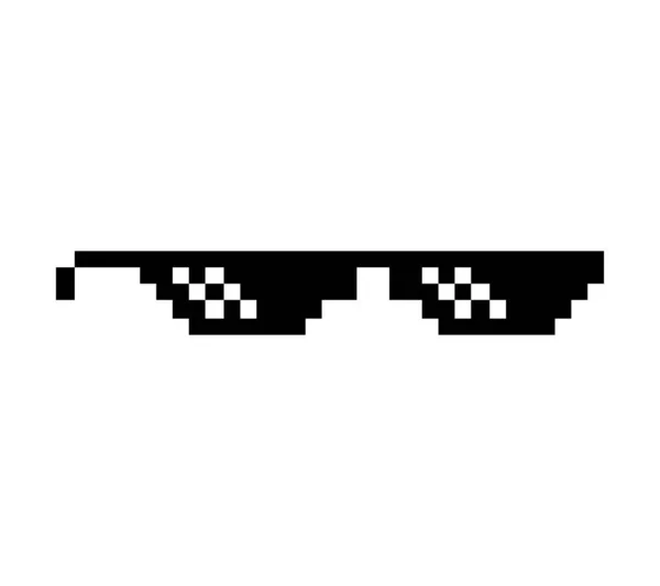 Pixel Art Bicchieri Thug Life Meme Isolato Sfondo Bianco Vector — Vettoriale Stock