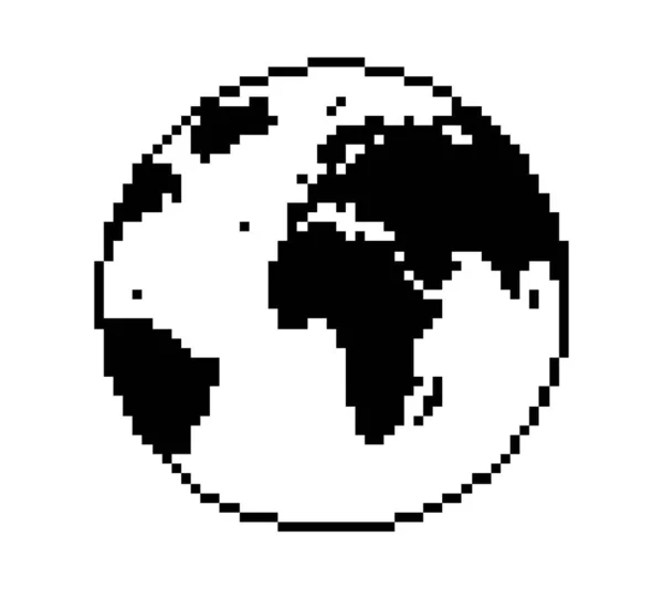 Icono Del Planeta Tierra Pixel Arte Aislado Fondo — Vector de stock
