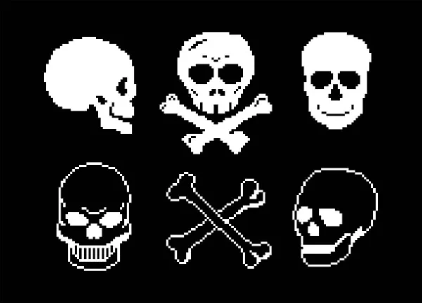 Jolly Roger Skull Pixelkonst Piratrånare — Stock vektor