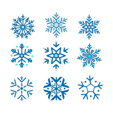 Kar Tanesi Vektörleri. Arka plana göre izolasyon.