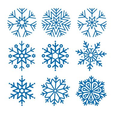 Kar Tanesi Vektörleri. Arka plana göre izolasyon.