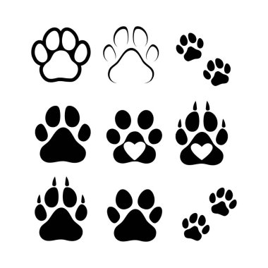 Köpek ya da kedi ayak izleri. İzole edilmiş vektör silueti.