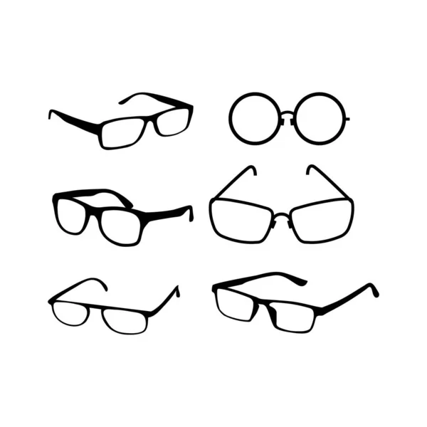 Occhiale con icone vettoriali. Silhouette di colore nero — Vettoriale Stock