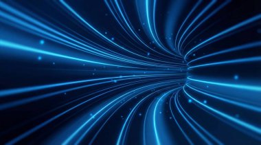 Mavi Parlayan Çizgilerle Dijital Veri Akımı Teknolojisi Arkaplanı