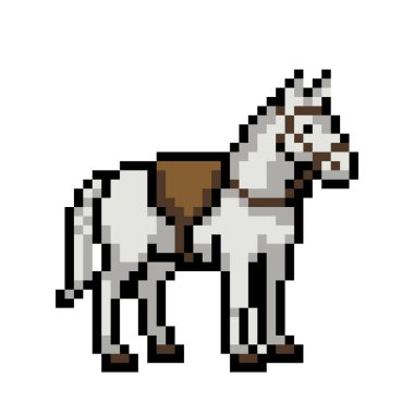 Piksel Sanat Atı Karakteri Sprite Saydam Arkaplanda İzole Edildi