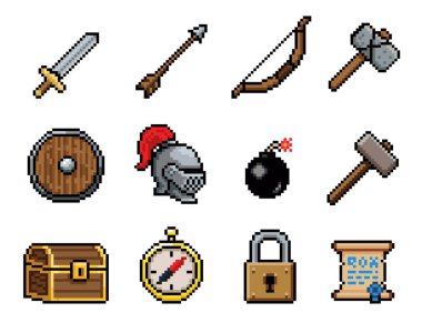 Siyah ve Beyaz Piksel Ortam Denetim Simgeleri Retro Ses Arayüzü Ayarları