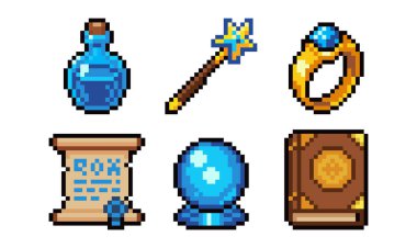 Siyah ve Beyaz Piksel Ortam Denetim Simgeleri Retro Ses Arayüzü Ayarları