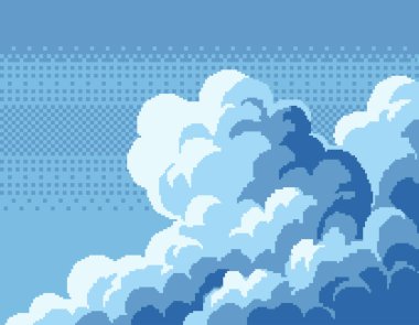 Yumuşak Piksel Bulutlar Mavi Fantezi Gökyüzü Çerçevesi