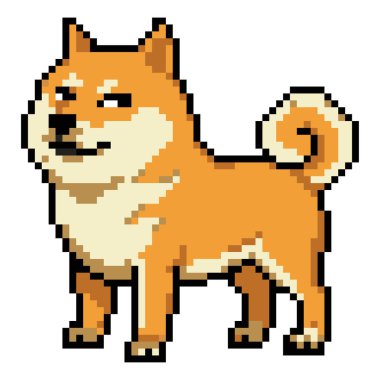 Piksel Shiba Inu Dog - Meme Biçimi 8-bit İnternet Köpek Koleksiyonu