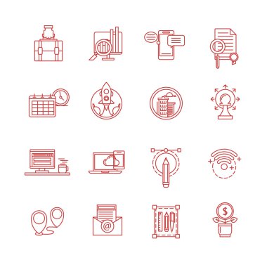 İş için çağdaş ince çizgi Icons set