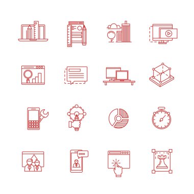 İş için çağdaş ince çizgi Icons set