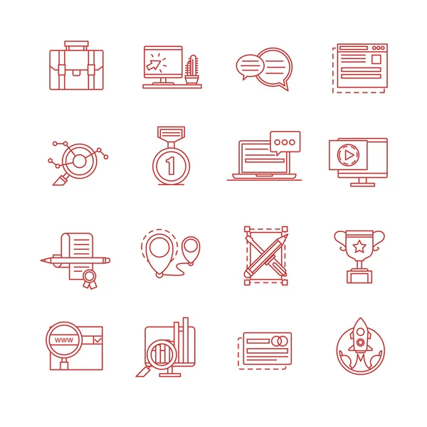Conjunto de iconos de línea delgada moderna para negocios — Vector de stock