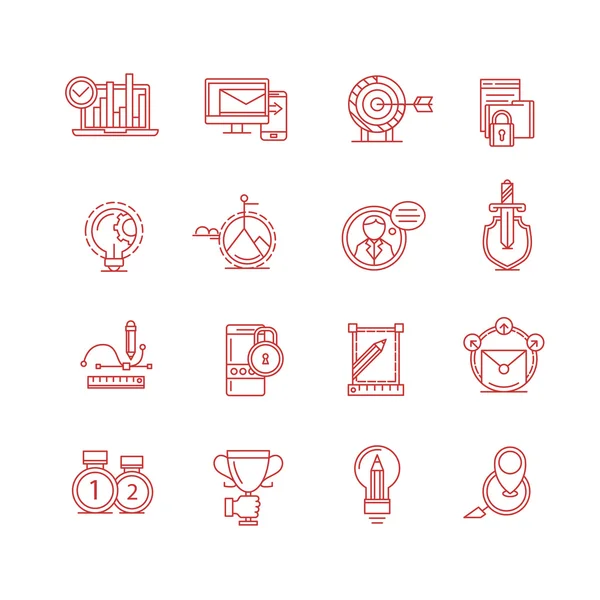 Conjunto de iconos de línea delgada moderna para negocios — Vector de stock