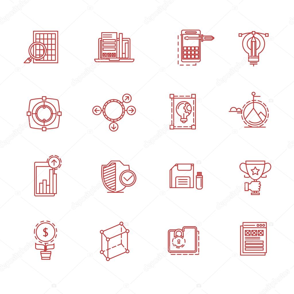 Modern thin line icons set for business